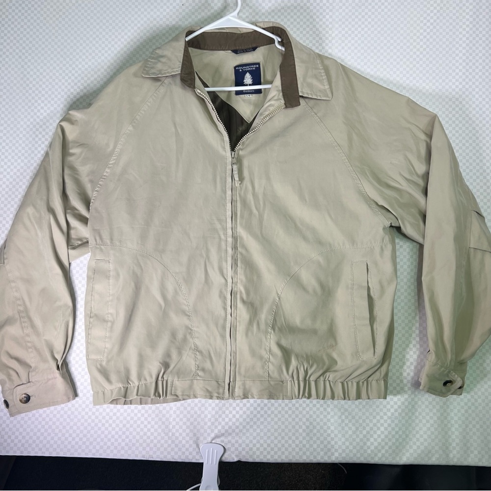 Roundtree Yorke Jacket Men XL Khaki Outdoor‎ Lined Field Corduroy Cotton Coat